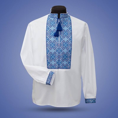 Embroidered shirt "Classic" blue